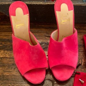 Christian Louboutin Shoes Pigamule Bangal Rose Mule Stiletto Suede